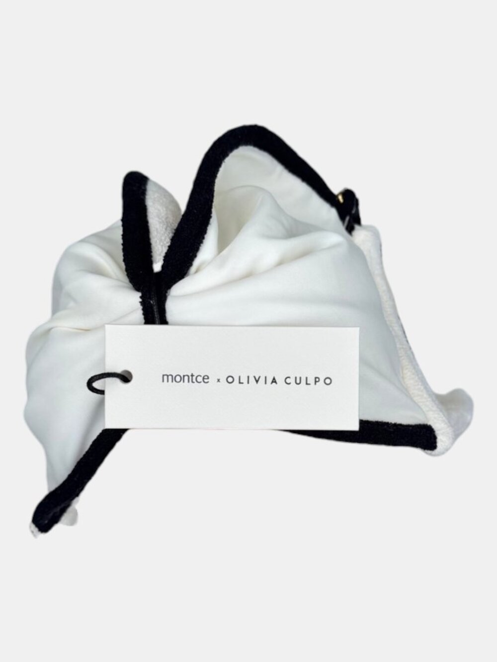 Montce x Olivia Culpo Cabana Bows Bikini Top - Cream & Black Terry Rib - Size L - Picture 5 of 9
